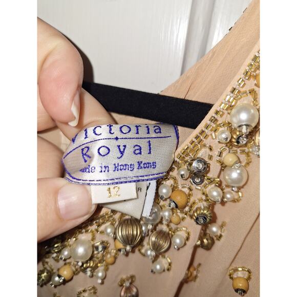 Vintage Victoria Royal Size 12 Beads and Pearl Evening Gown Formal Elegant - Picture 11 of 16